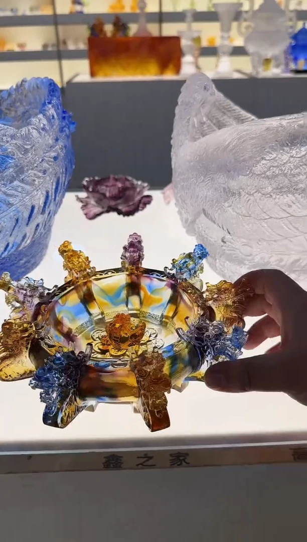 手工艺品琉璃九龙聚宝盆