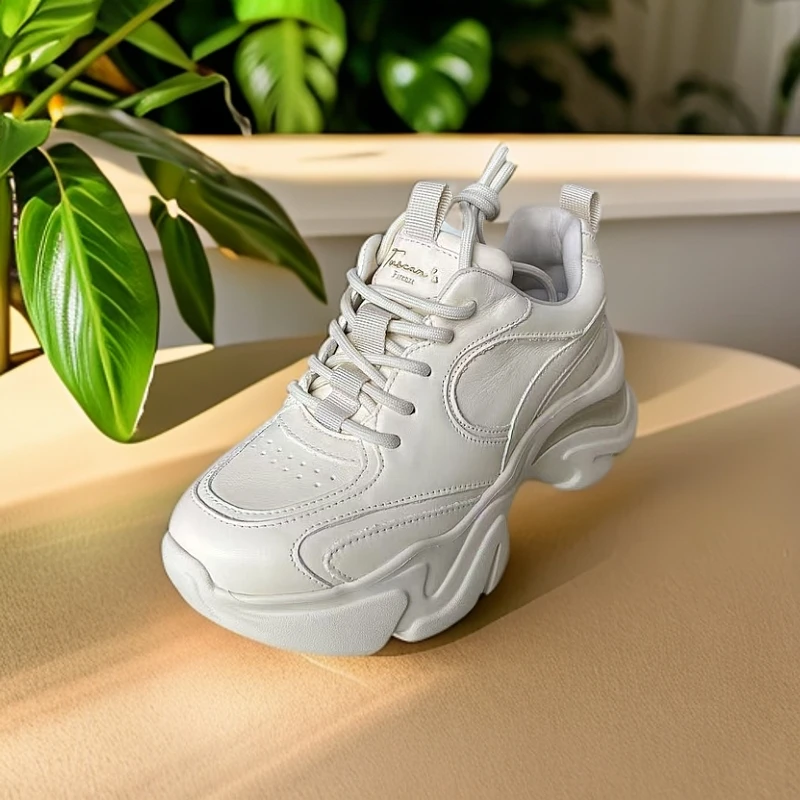 919286新款时尚舒适休闲百搭轻质软底透气潮流头层牛皮老爹鞋女款