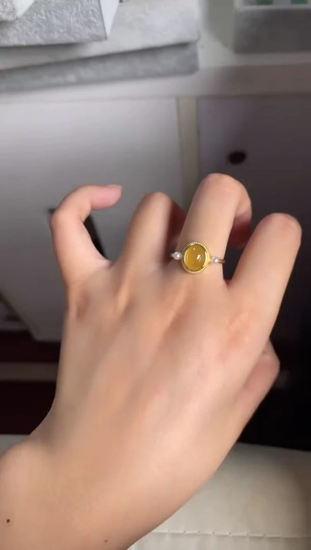 银S925镶嵌戒指翡翠一物一证一礼盒