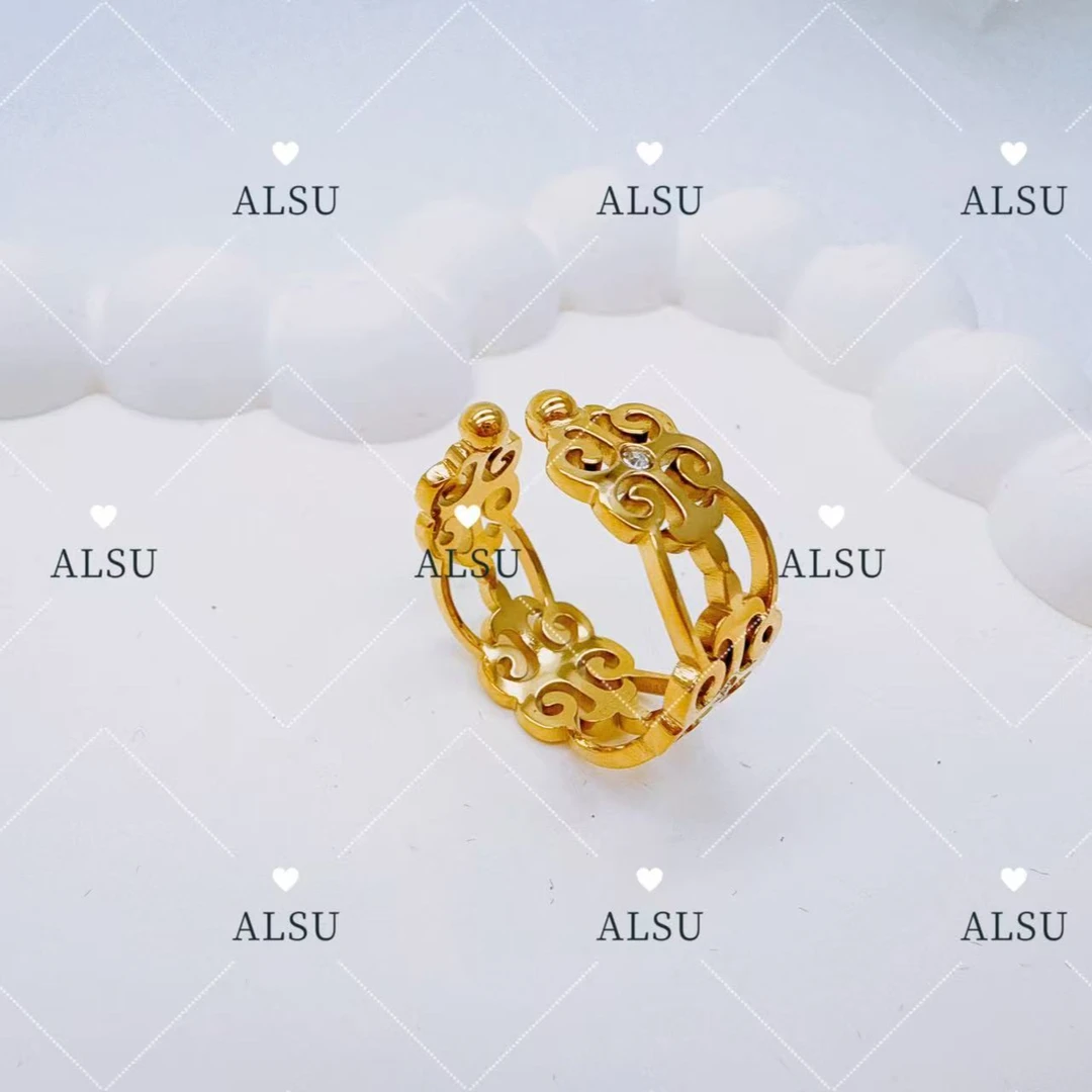 合金锆石戒指 ALSU原创经典民族风百搭简约戒指时尚轻奢复古气质