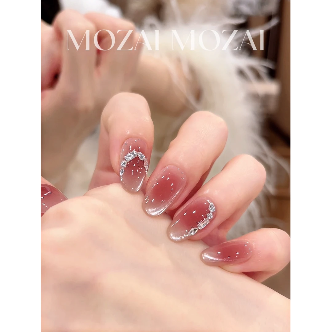 茉哉【蔷薇之恋】纯手工定制美甲拆卸穿戴甲A5374