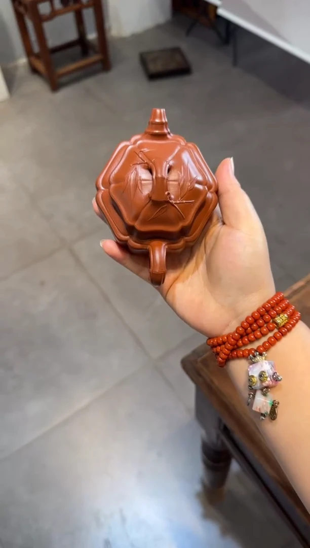茶壶紫砂萌*六方海棠双线竹鼓