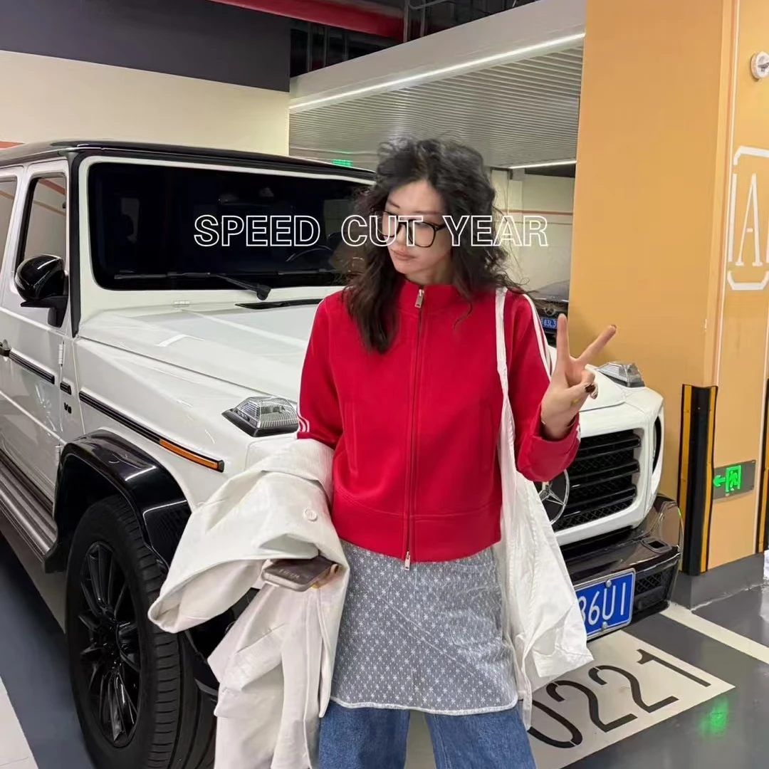 2025早春新款重工高克重拉链开衫外套女39022