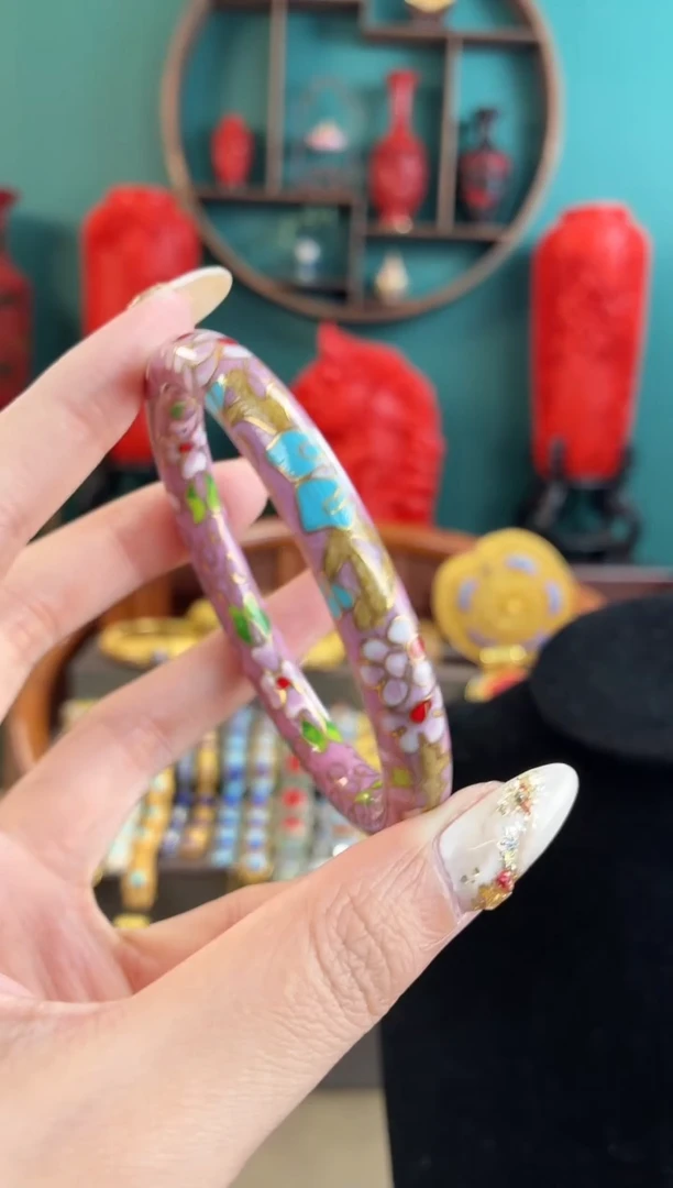 非遗手工景泰蓝镯子粉色55-60