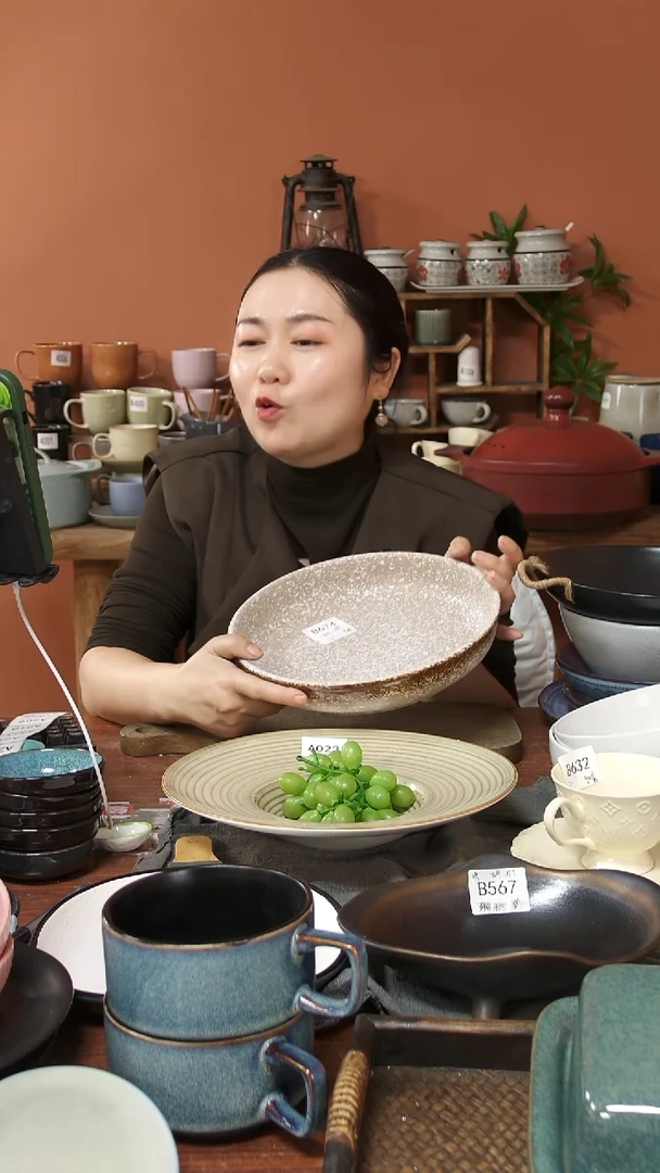 陶瓷B674陶瓷磨砂深盘一个微瑕