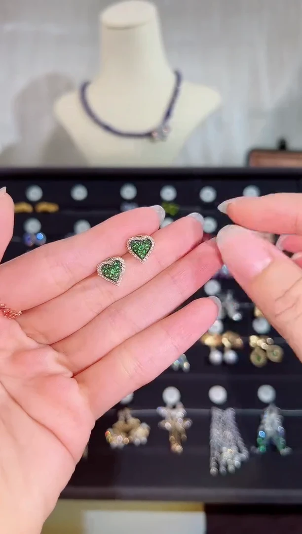 石榴石耳饰18K金镶嵌BE13057-A#-Y#126