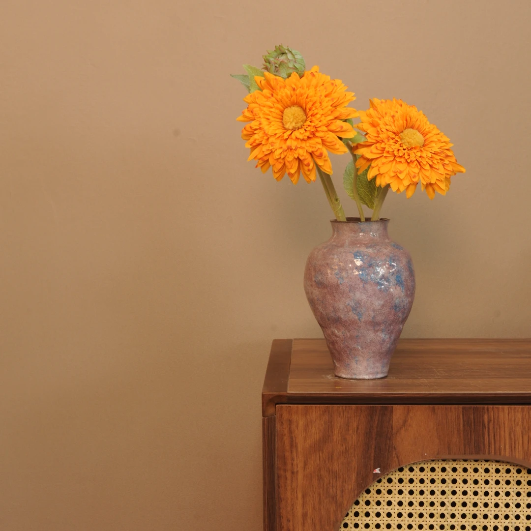 景德镇手作艺术感花瓶（芋泥波波紫高度20cm 口7cm）