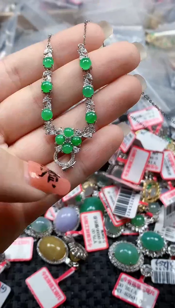 银S925镶嵌戒指翡翠天然A货缅甸翡翠