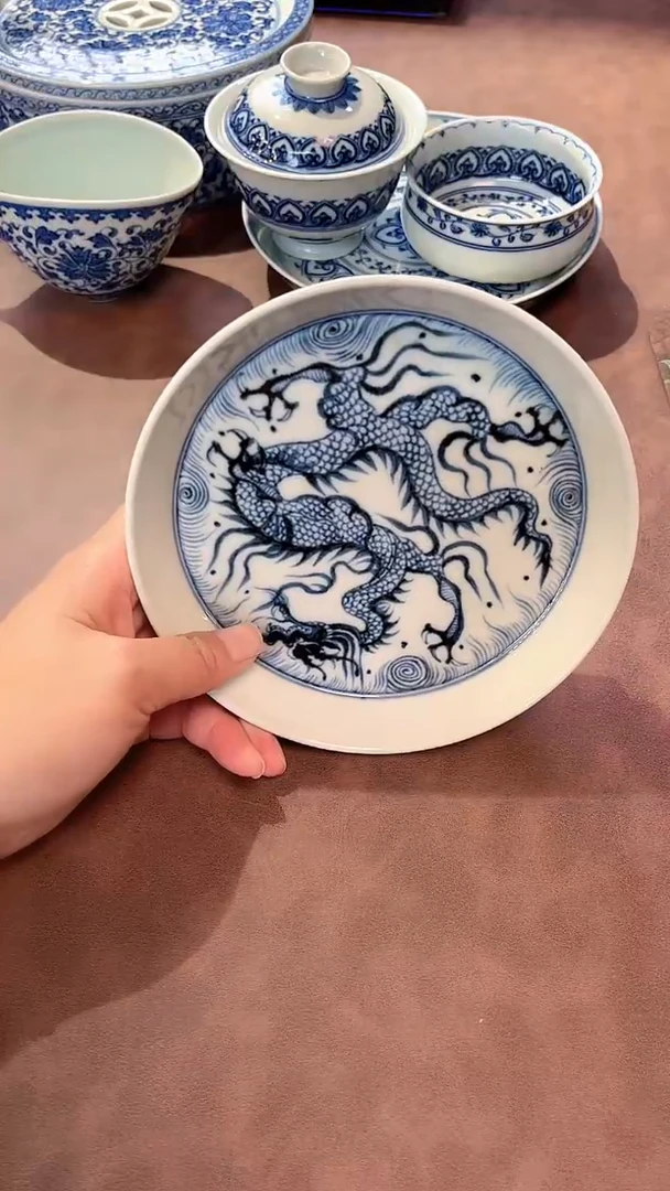 镹曰陶柴窑手工手绘青花