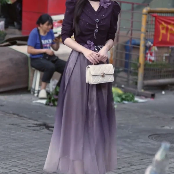 秋装搭配一整套超好看独特时尚漂亮高级感减龄洋气上衣半裙两件套