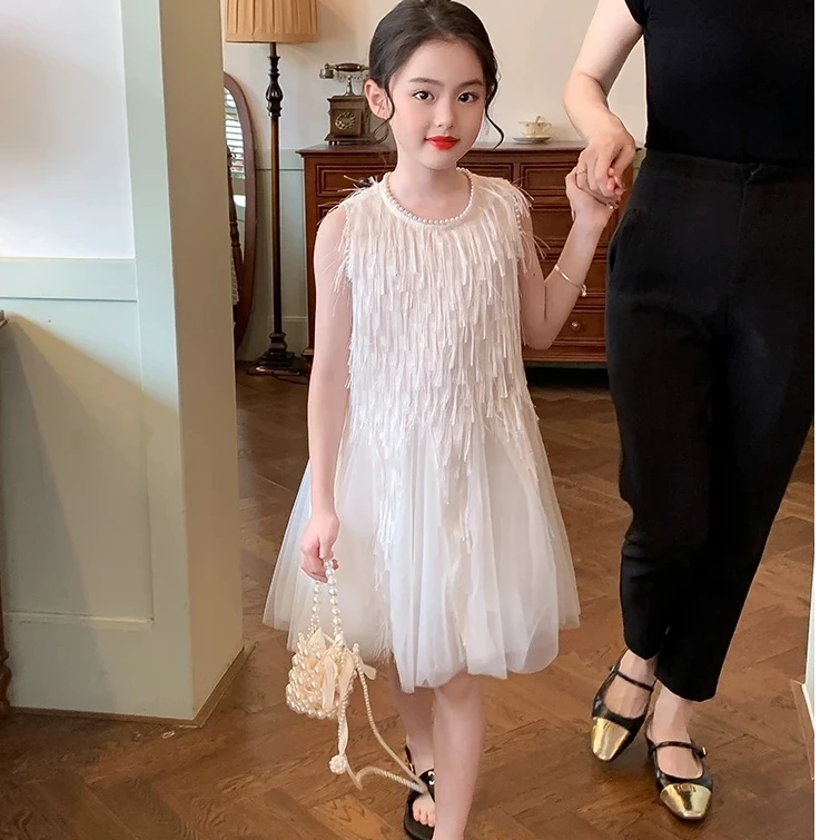 新品女童无袖连衣裙夏季绝美生日礼服儿童裙子钢琴演出服高级