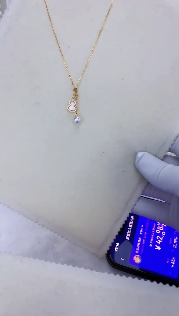 银S925镶嵌饰品海水珍珠小葫芦套链
