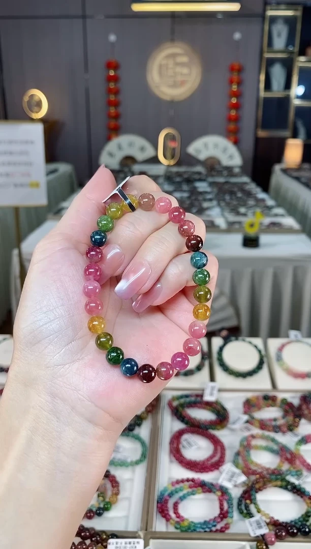 未镶嵌老矿碧玺色标单圈手串7mm+碧玺多样性发一条hon