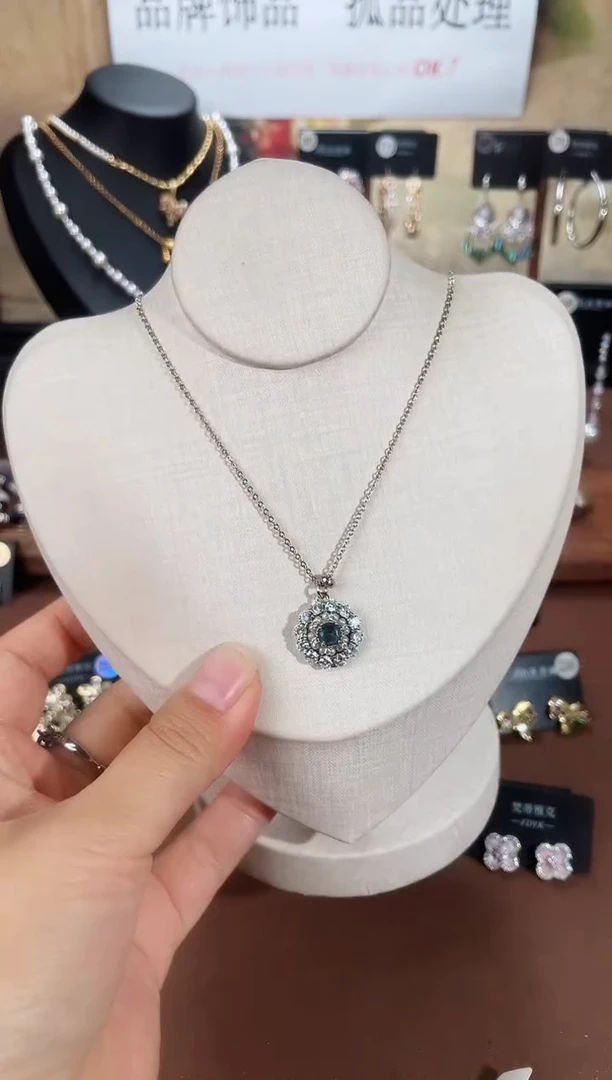合金925银锆石项链7135