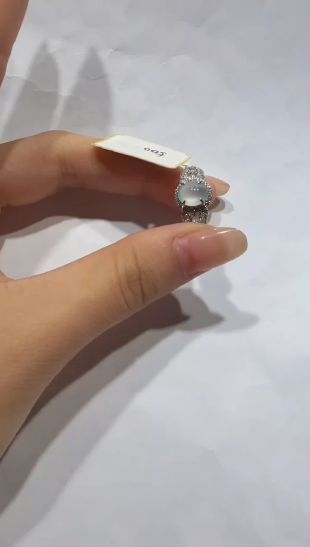 银S925镶嵌戒指翡翠缅甸A货翡翠戒指