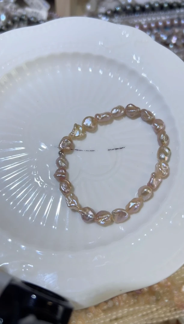 银S925镶嵌手绳淡水珍珠a06