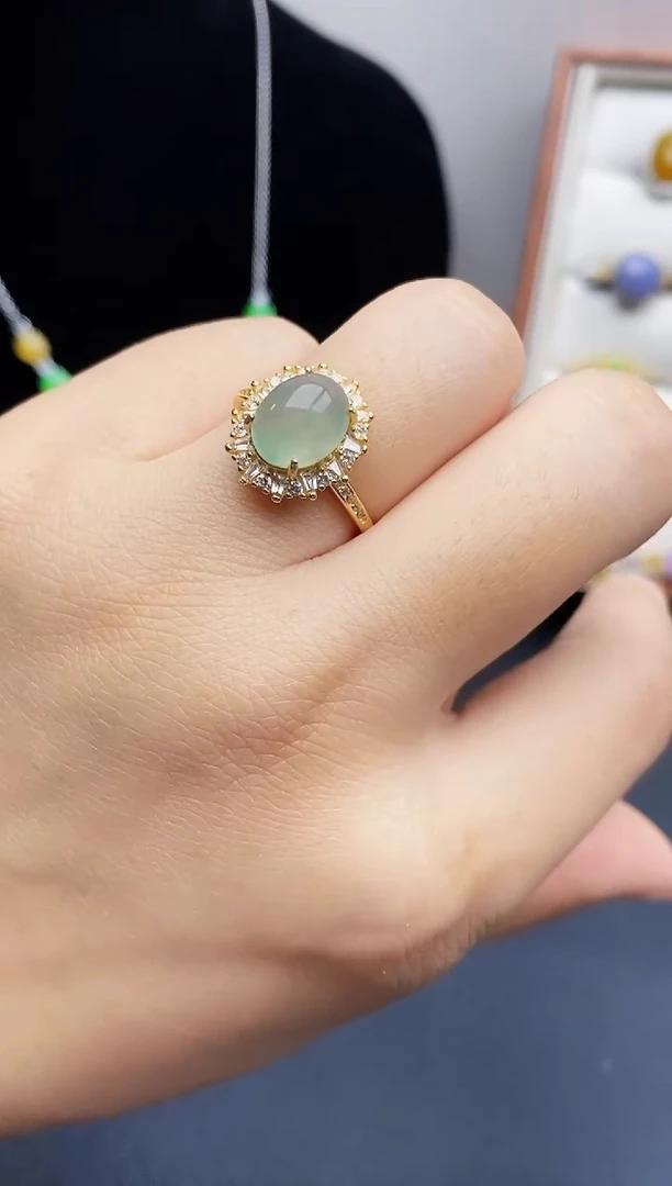 银S925镶嵌戒指翡翠2239