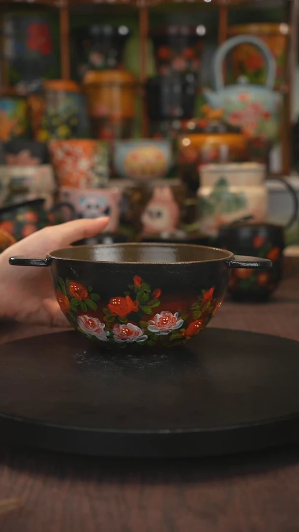 紫砂油画手绘釉下彩