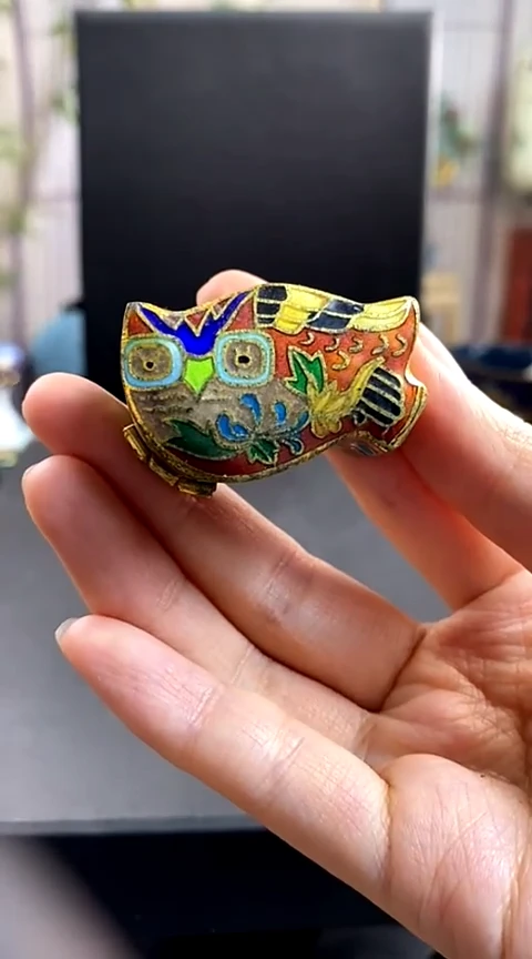 【闪购商品】非遗技艺 景泰蓝粉盒猫头鹰（微瑕）