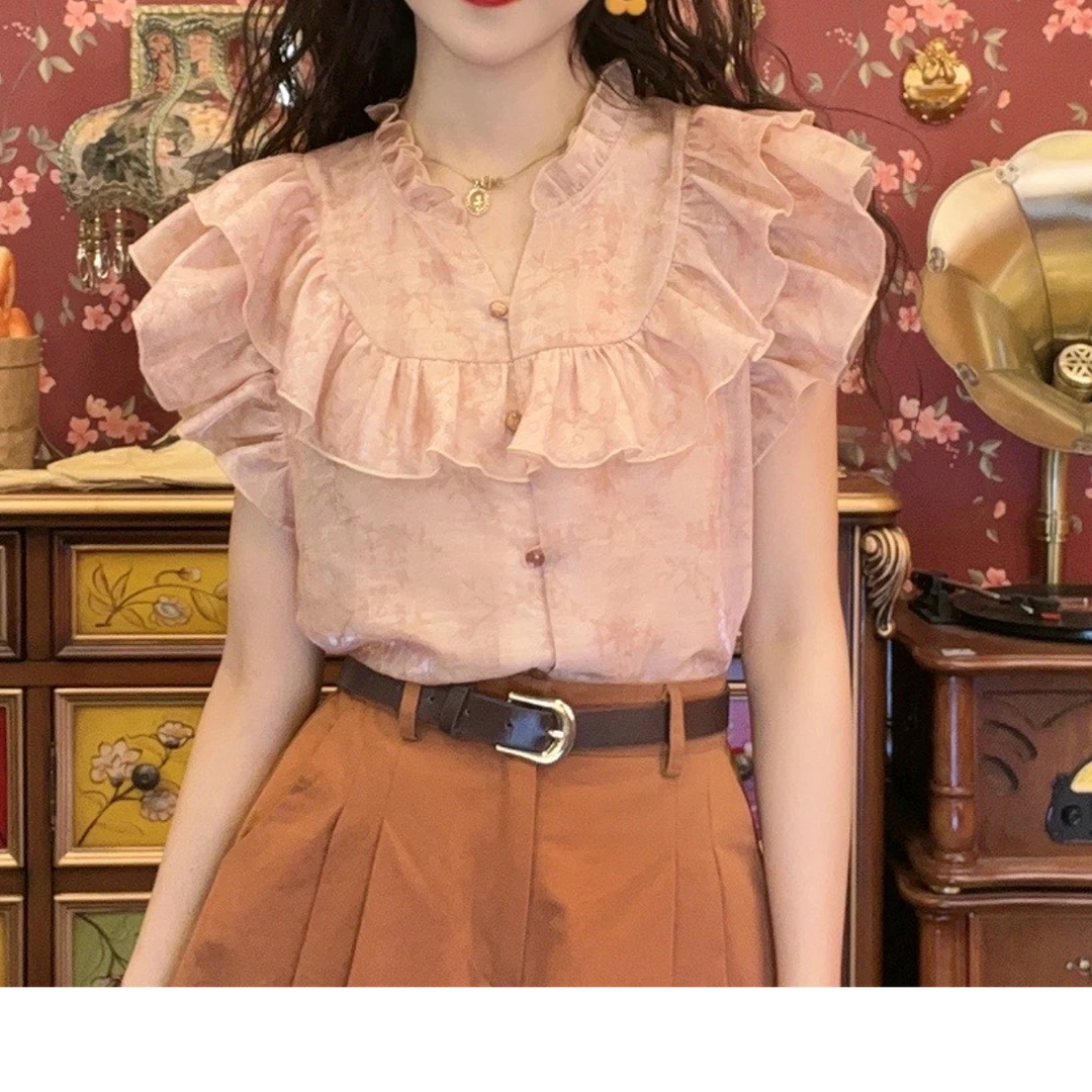 美丽【茉莉浮岛】港味气质百搭复古衬衫上衣24210