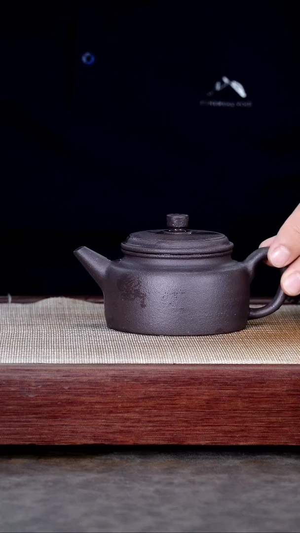 茶壶紫砂粗砂天青紫剑流德钟壶@@CH03455