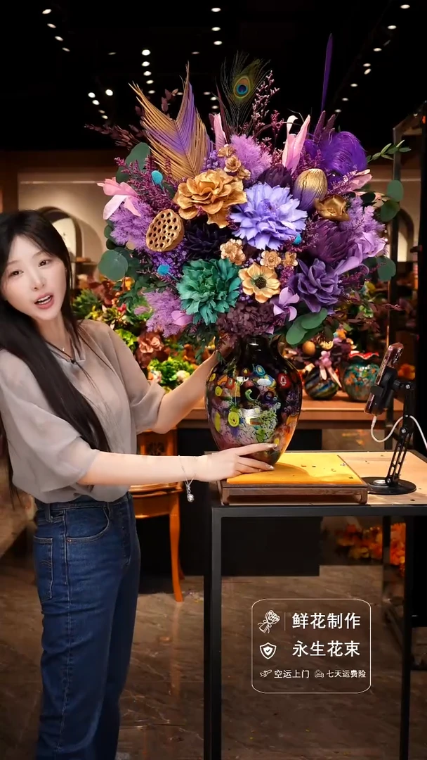 手工艺品琉璃手工花器花束空运包邮送货上门-以图片为准
