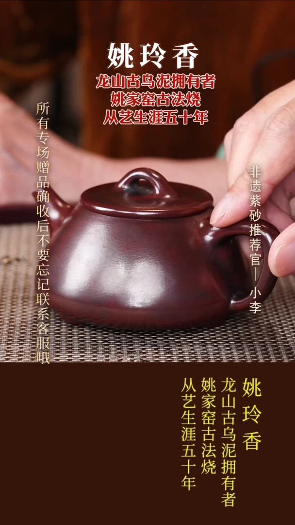 茶壶紫砂18 姚玲香 龙山古乌泥 平盖石瓢220cc