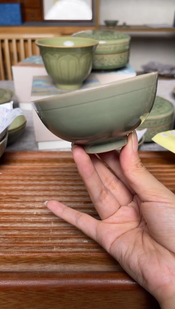 其他475纯手工秘色素面玉兰杯