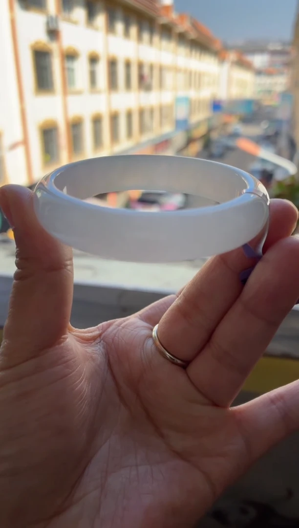 未镶嵌手镯翡翠（高货必买）冰透胶皓月白贵妃2号