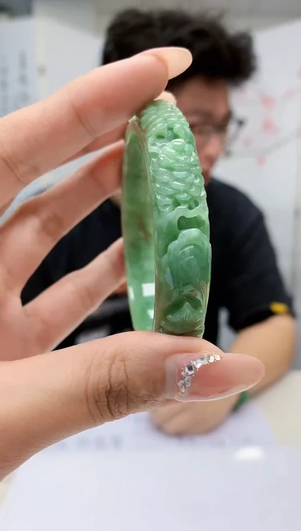 【闪购商品】定制翡翠未镶嵌4688MM-毛货手镯（60圈）28