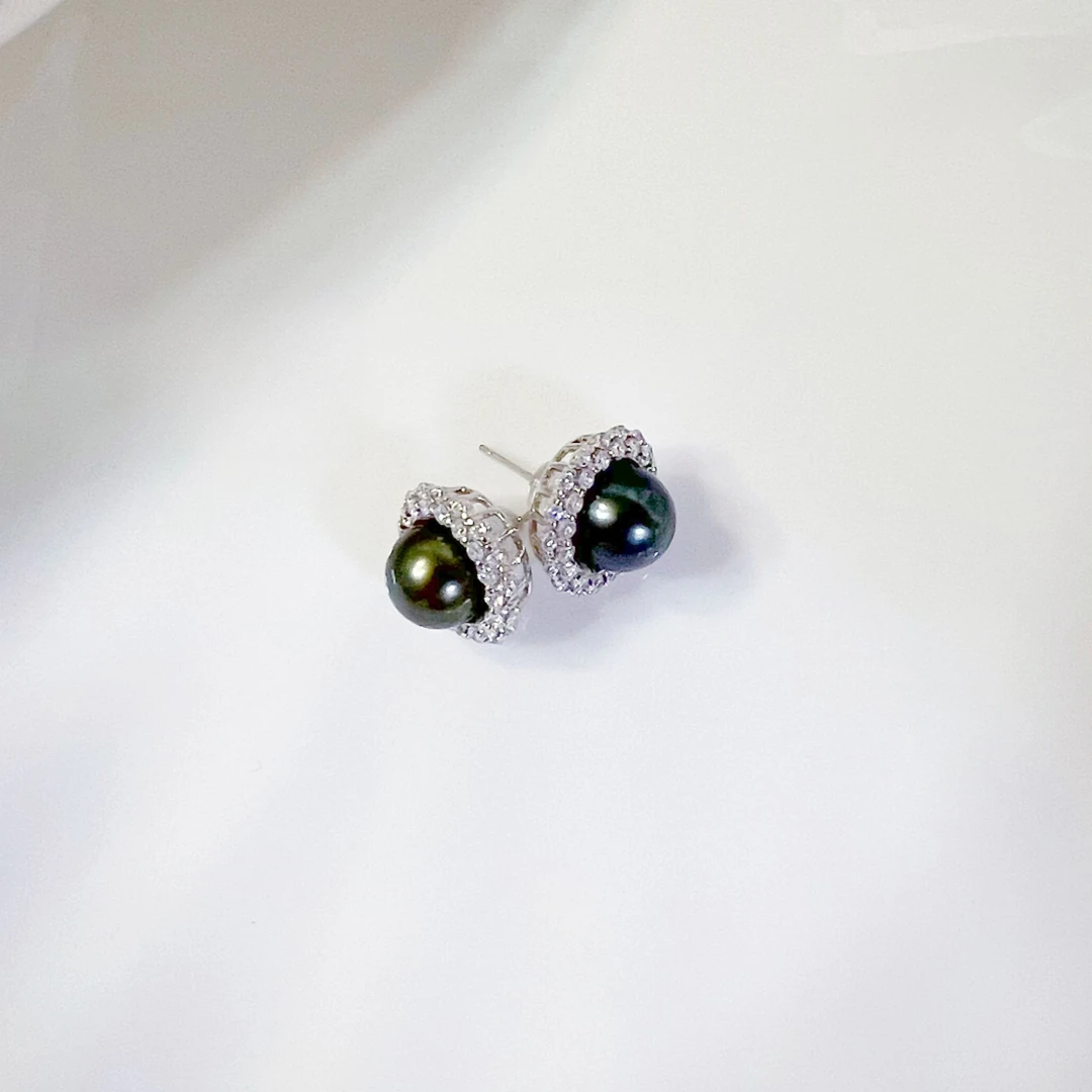 【老蚌头珠宝】时尚百搭大溪地珍珠耳钉（天然真珍珠多样性发货）