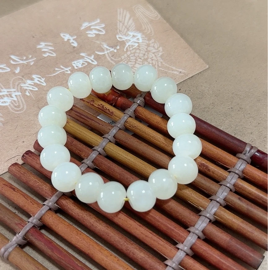 【大石代珠宝】10*12m天然和田玉蜂蜜水手链手串玉石百搭国风女士