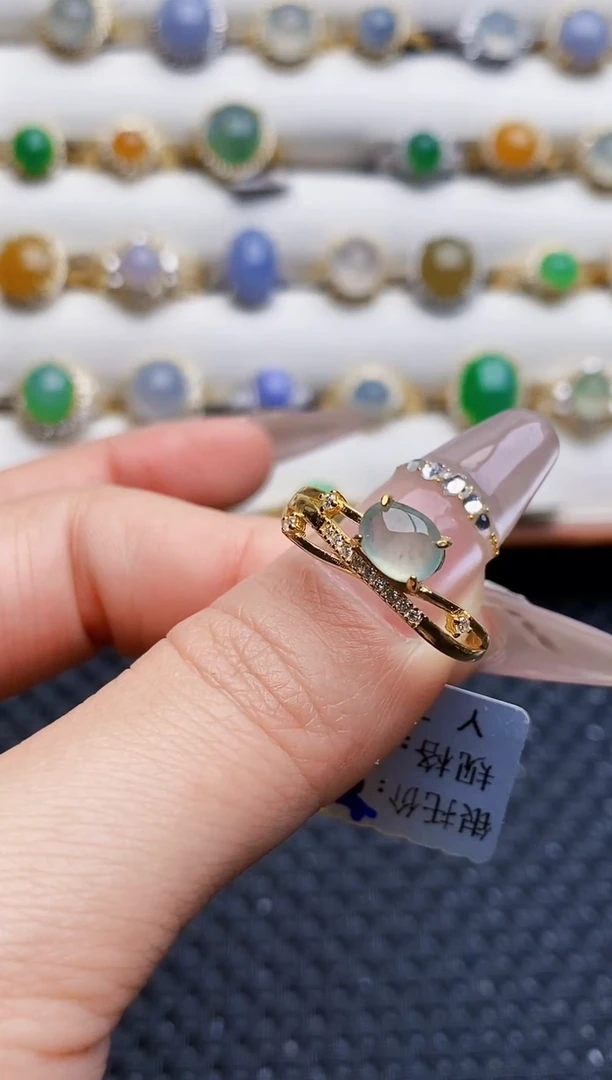 银S925镶嵌戒指翡翠7040