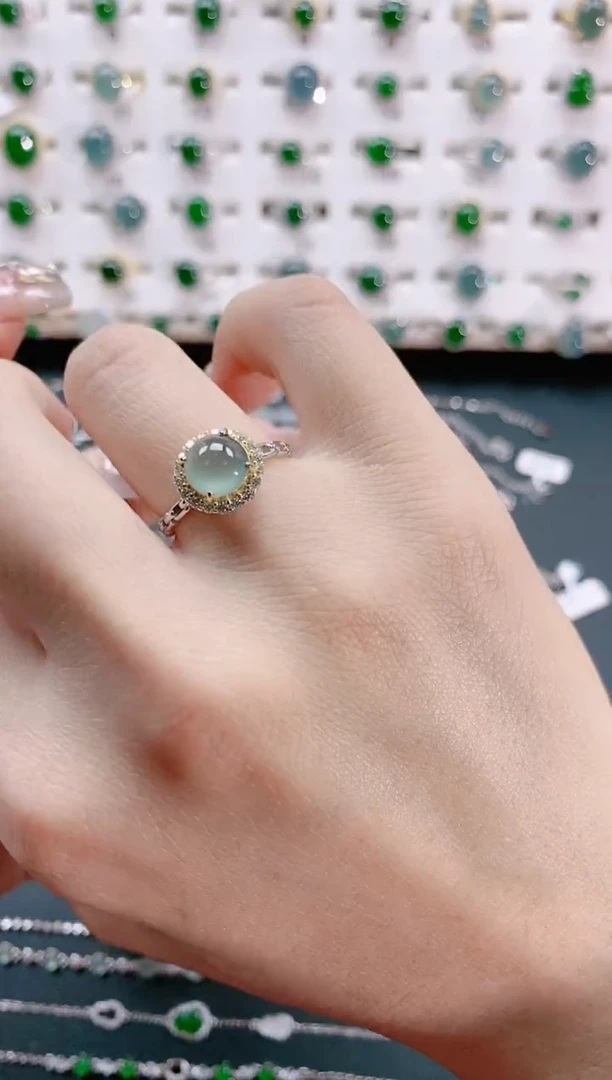 【闪购商品】翡翠戒指银S925镶嵌天然翡翠