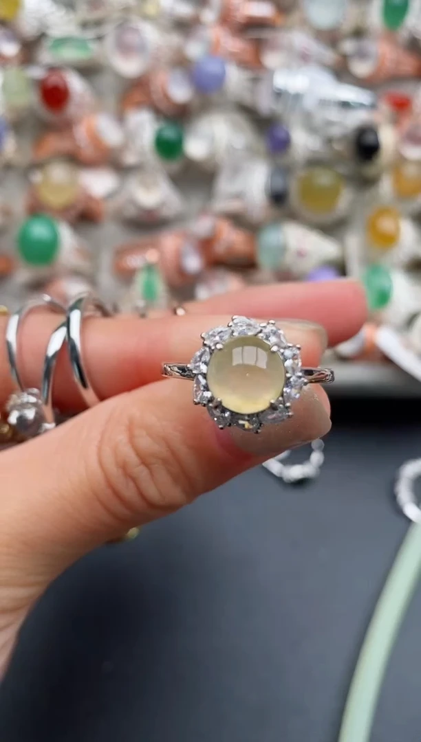 银S925镶嵌戒指翡翠2222222+10