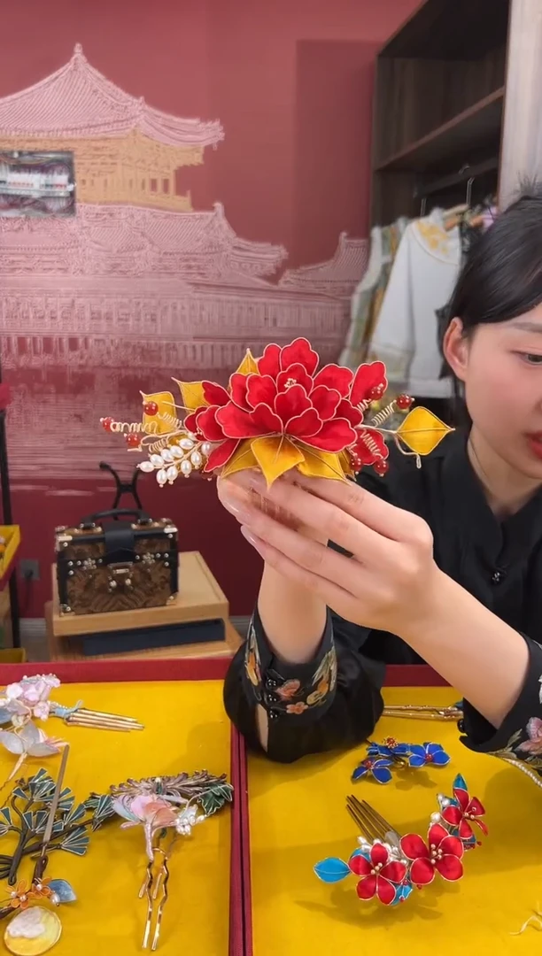 【闪购商品】刺绣非遗绒花（发饰）