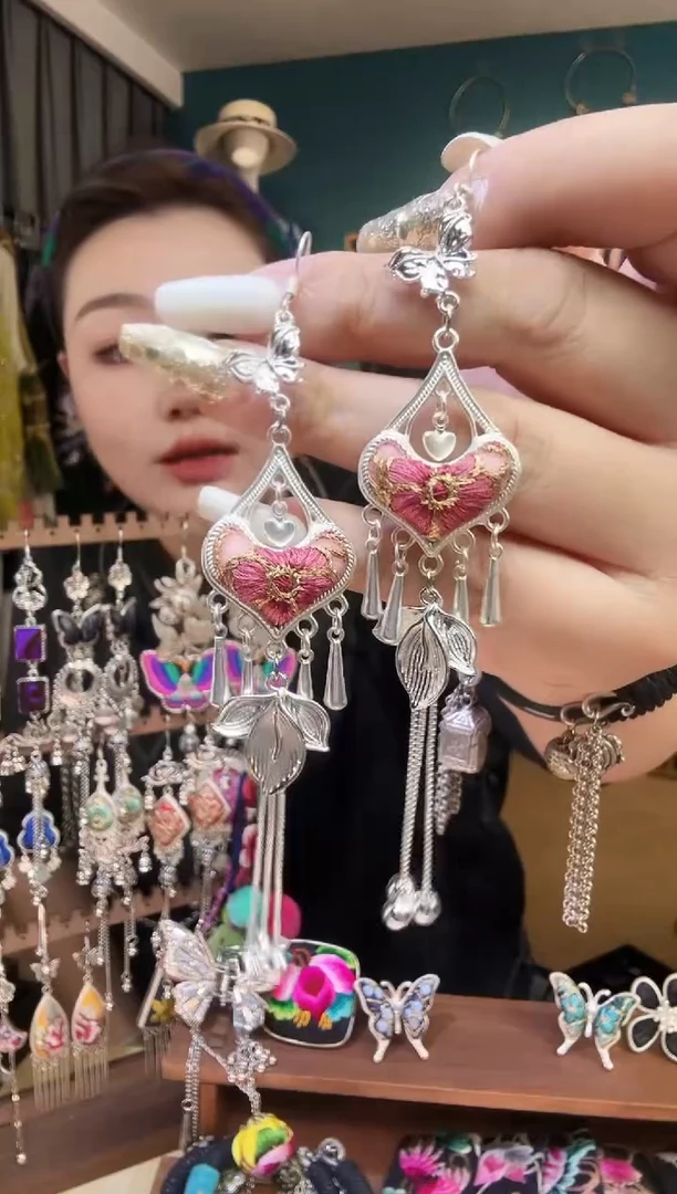 刺绣纯手工民族风刺绣耳环