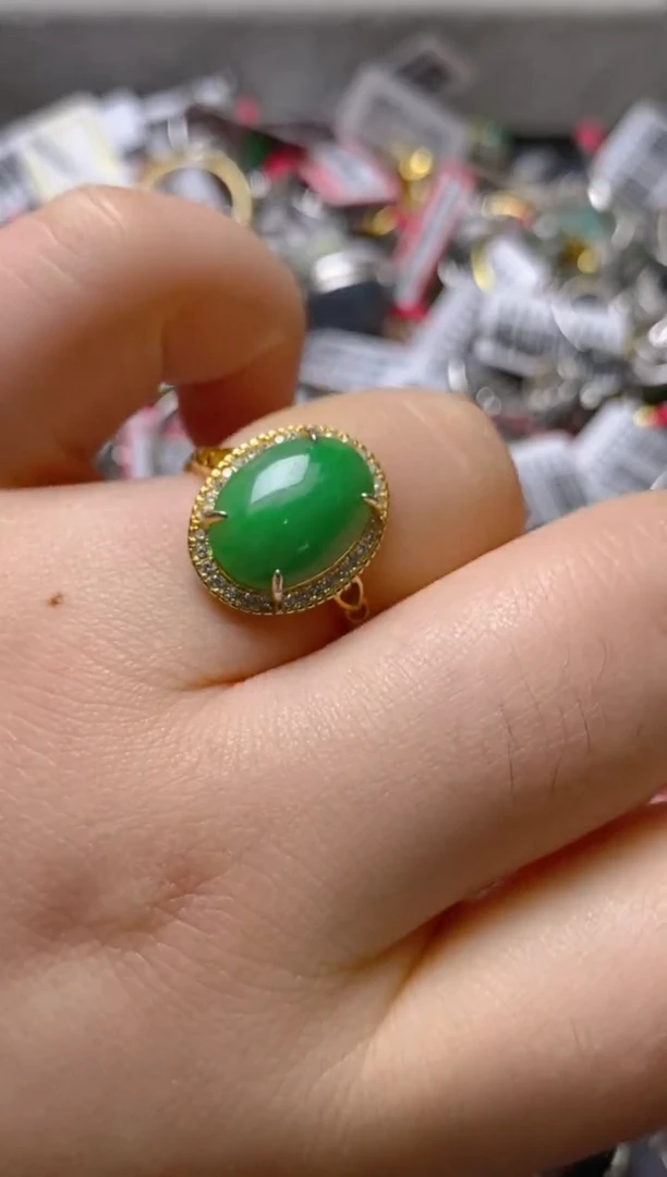 银S925镶嵌戒指翡翠百内无证书