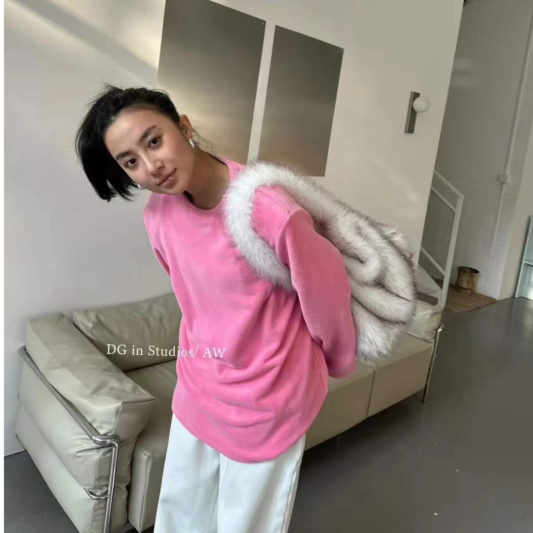 宠儿【2024冬季韩版加厚绒面定制时尚慵懒体恤】