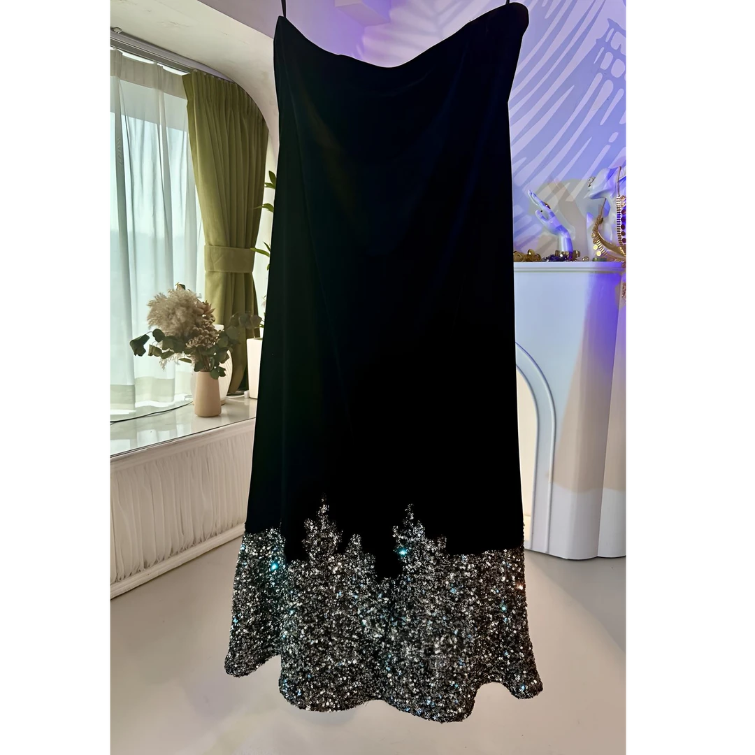 2025银灰色时尚女款 亮片 鱼尾半身裙 女装半身裙 休闲半身裙