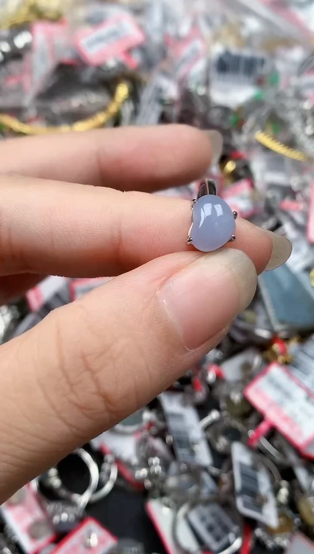 银S925镶嵌戒指翡翠天然A货缅甸翡翠