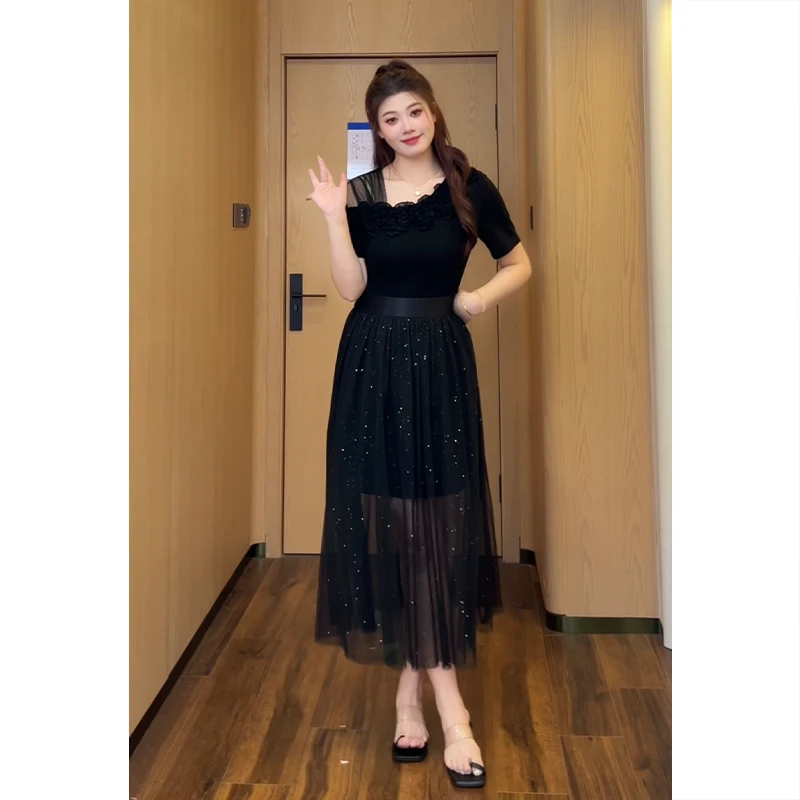 微胖定制~【夏日统治区】夏季法式赫本风微胖女生连衣裙JMQ538