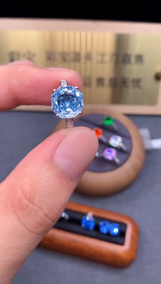 海蓝宝石戒指银S925镶嵌8795