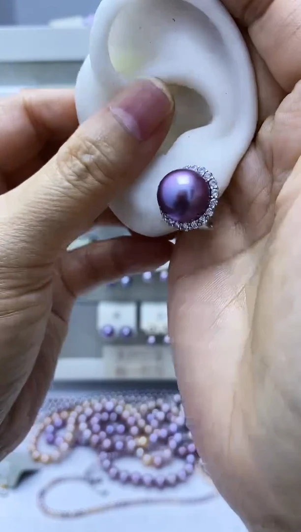 银S925镶嵌淡水珍珠耳饰27