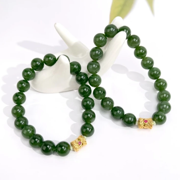 石惑珠宝~碧玉圆珠约10mm手串~多样性发一