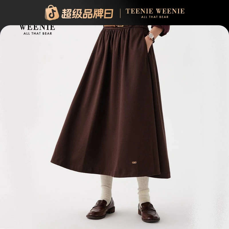 *TeenieWeenie小熊女装半身裙25秋新时髦时尚喇叭长裙TTWH258TCAB