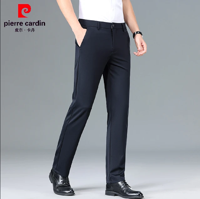 皮黑金标珍藏夏季锦氨+桑蚕丝弹力直筒裤男休闲裤直筒中年薄款