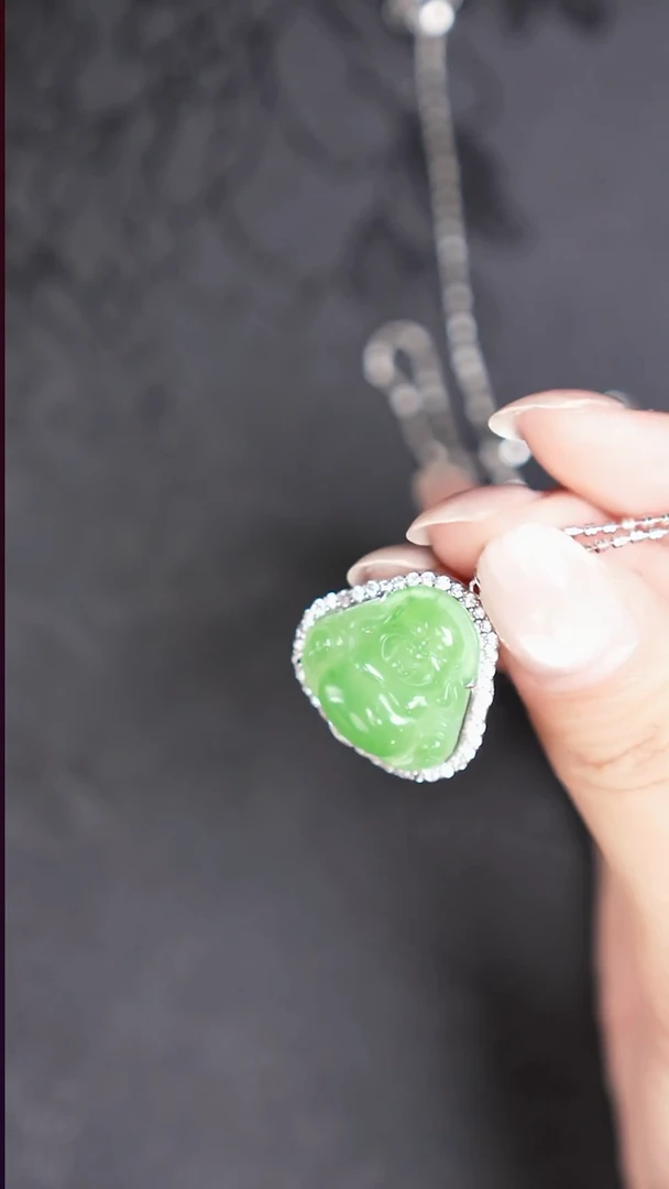 吊坠(赠链)银S925镶嵌和田玉（碧玉）不退不换 多样性发其1