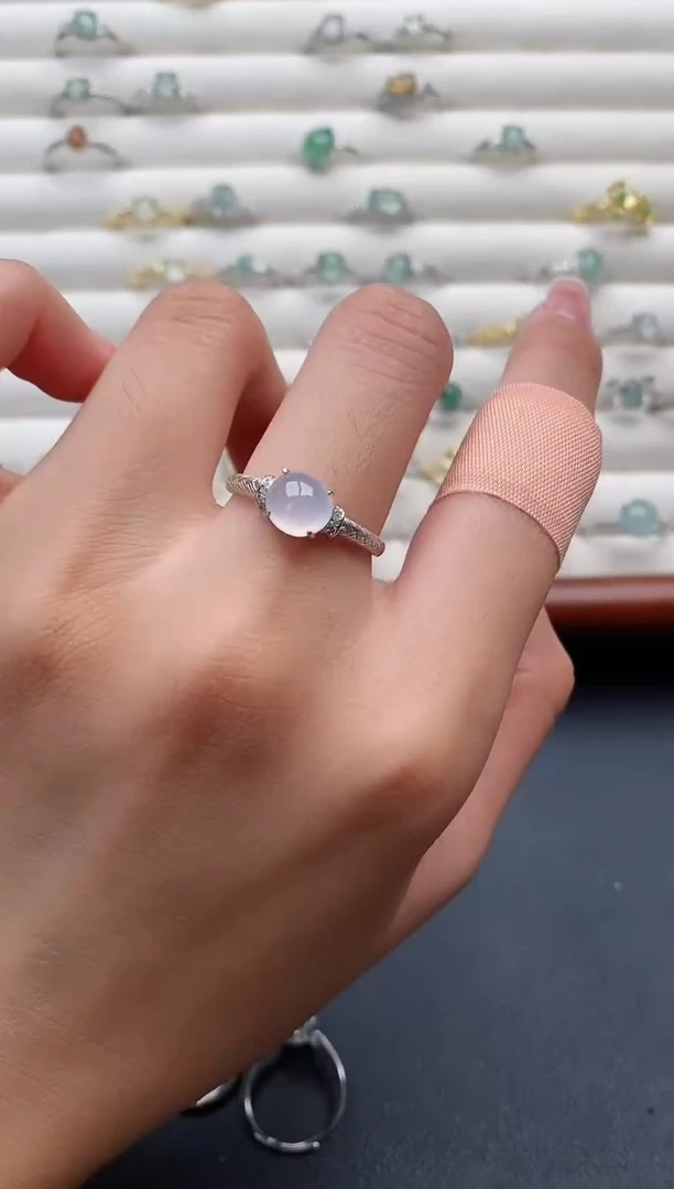 银S925镶嵌戒指翡翠222222+3