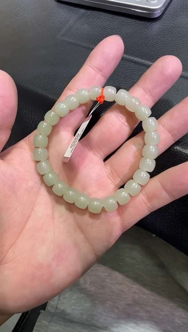 未镶嵌手串和田玉近矿高清白直切手串  （产地直发 ）